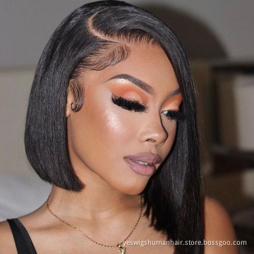 Full Hd Lace Frontal Wig Cheap Raw Brazilian Virgin 100%Human Hair Short Bob Wigs Transparent Hd Lace Front Wig For Black Women
